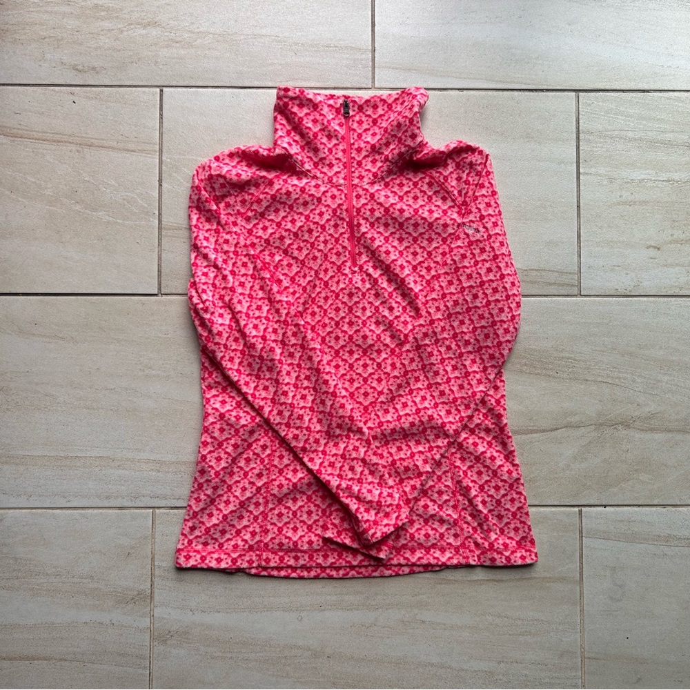 Columbia Sportswear Co. Womens 1/4 Zip Fleece Pullover, Size M. Pink Floral.